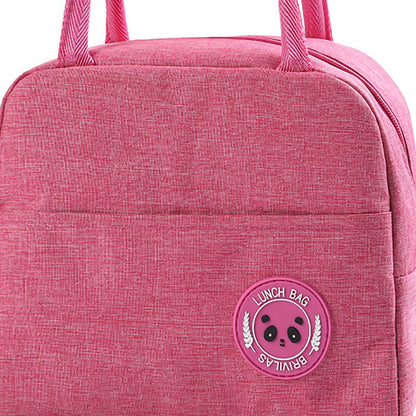 Lunch Bag High Capacity Reusable Tote Heat Preservation Dinner Insulation Hangbag Rose Red