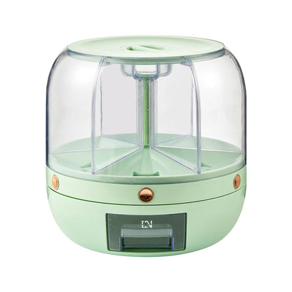 Grains Storage Box Rotatable Transparent Large Capacity Divided Bath Rice Tank Box for Kitchen