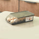 Egg Storage Box Plastic Automatic Rolling Transparent Thickened Grooved Egg Storage Container for Refrigerator Kitchen Black