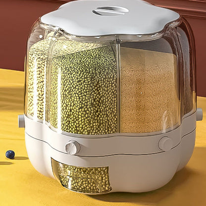 Grains Separate Storage Box Rotating Rice Bucket Food Grade Household Bean Storage Tank Large 6.5kg White