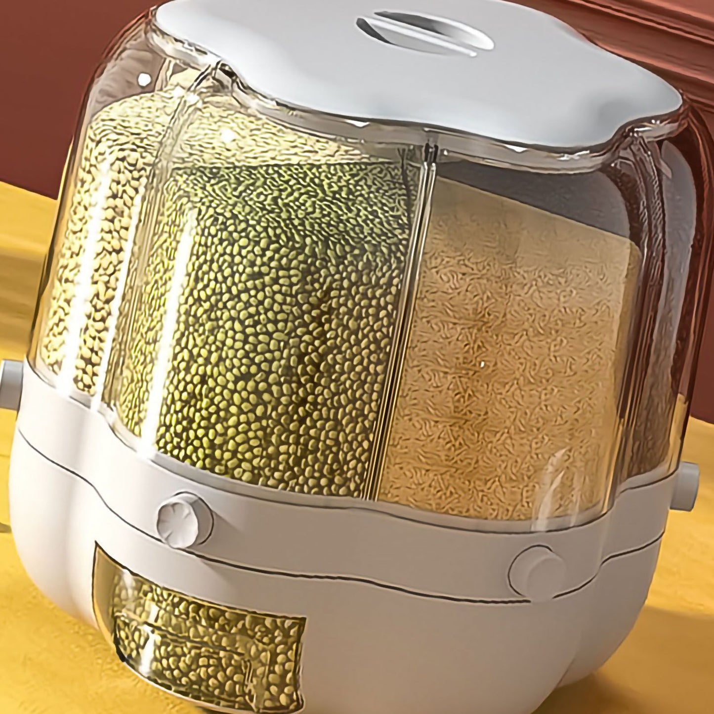 Grains Separate Storage Box Rotating Rice Bucket Food Grade Household Bean Storage Tank Large 6.5kg White