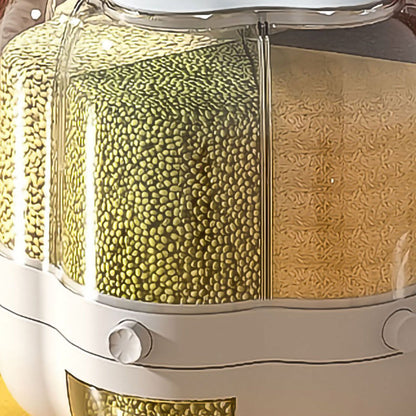 Grains Separate Storage Box Rotating Rice Bucket Food Grade Household Bean Storage Tank Large 6.5kg White