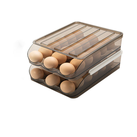 Refrigerator Preservation Storage Box Rolling Multilayer Transparent Egg Storage Box for Kitchen Two Layers