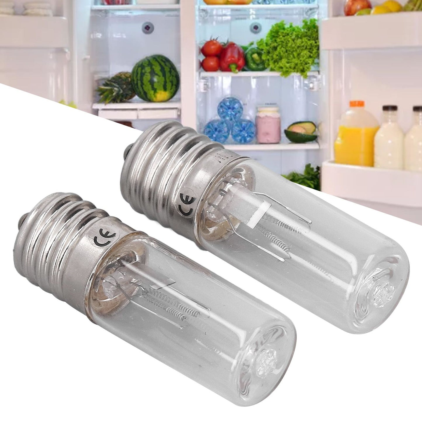 2Pcs Refrigerator Cabinet Light Deodorant Mite Removal E17 Lamp 10V 3W UVC Light Bulb