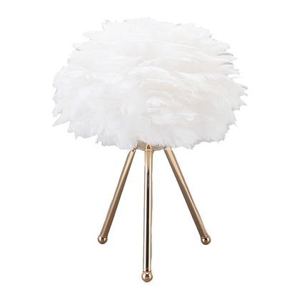 Feather Table Lamp Adjustable Color Brightness Rechargeable Touch Control Decoration Night Light White