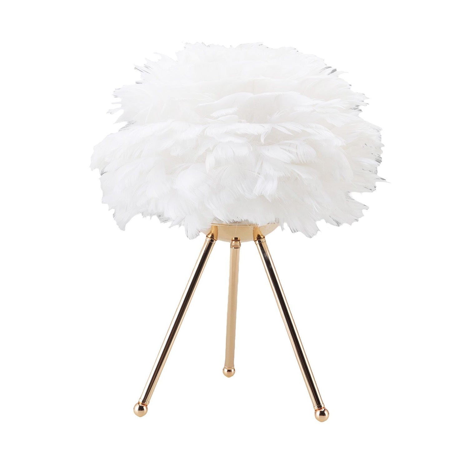 Feather Table Lamp Adjustable Color Brightness Rechargeable Touch Control Decoration Night Light White