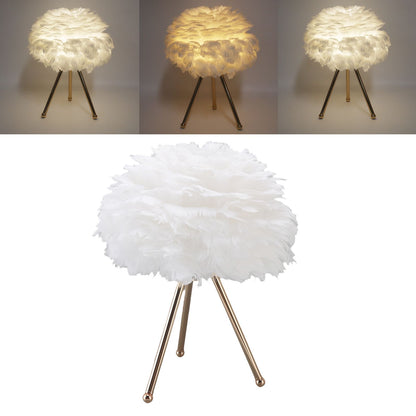 Feather Table Lamp Adjustable Color Brightness Rechargeable Touch Control Decoration Night Light White