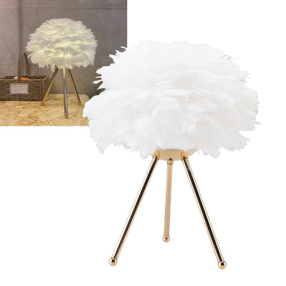Feather Table Lamp Adjustable Color Brightness Rechargeable Touch Control Decoration Night Light White