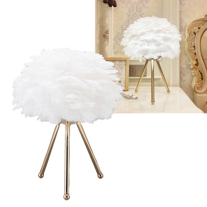 Feather Table Lamp Adjustable Color Brightness Rechargeable Touch Control Decoration Night Light White