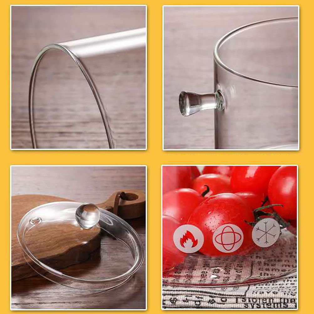 Glass Pasta Noodles Bowls Heat Resistant Glass Cooking Pot with Lid Sauce Pan for Soup Pasta Baby Food