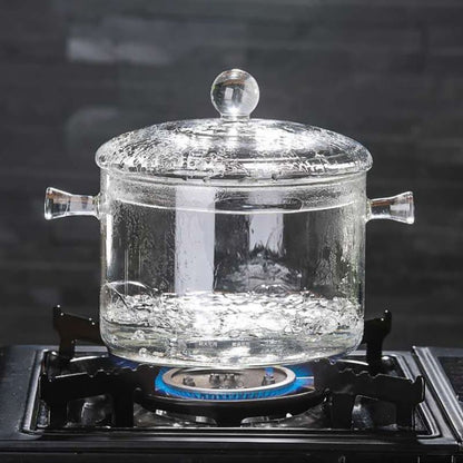 Glass Pasta Noodles Bowls Heat Resistant Glass Cooking Pot with Lid Sauce Pan for Soup Pasta Baby Food