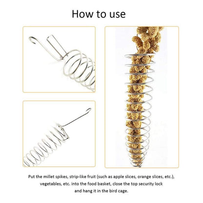 Stainless Steel Bird Fruit Vegetable Holder Bird Food Basket Skewers for Parrots Cockatiels Birds