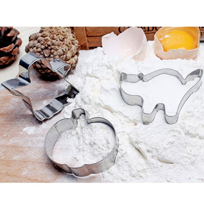 Halloween Cutter Molds Stainless Steel Cutters Cat Pumpkin Ghost Shaped Cutters Set