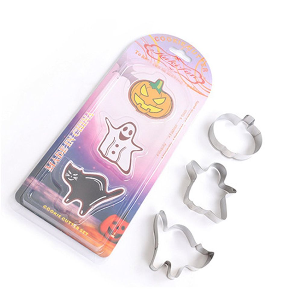 Halloween Cutter Molds Stainless Steel Cutters Cat Pumpkin Ghost Shaped Cutters Set