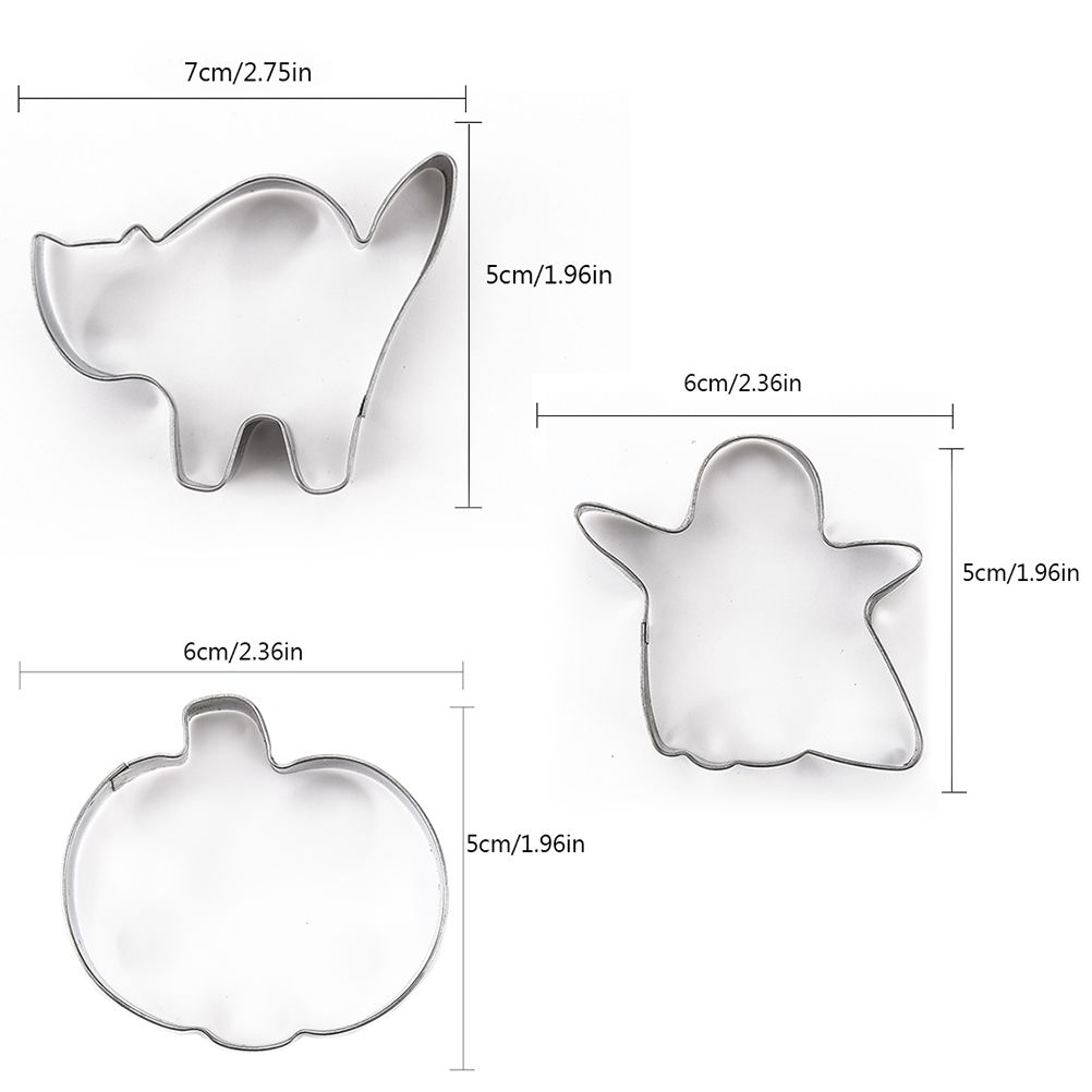 Halloween Cutter Molds Stainless Steel Cutters Cat Pumpkin Ghost Shaped Cutters Set