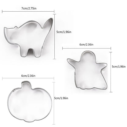 Halloween Cutter Molds Stainless Steel Cutters Cat Pumpkin Ghost Shaped Cutters Set
