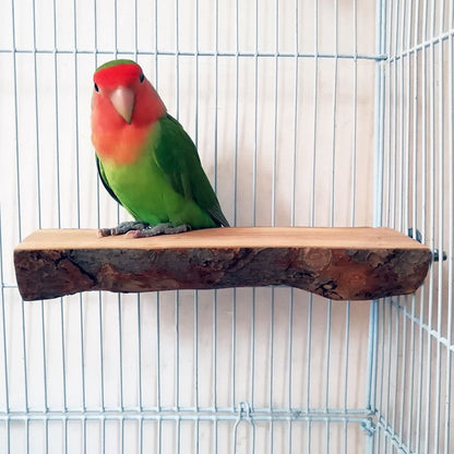 2PCS Wooden Bird Perch Stand Parrot Platform Hanging Perch Toy Bird Cage Accessories