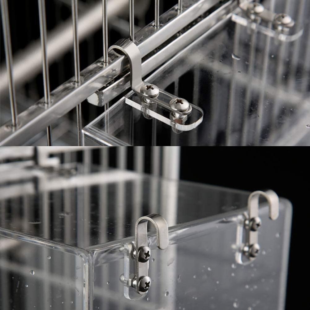 Acrylic Bird Bathtub Bath Shower Box Bowl with Hooks Cage Accessory for Birds Parrots