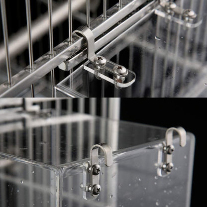 Acrylic Bird Bathtub Bath Shower Box Bowl with Hooks Cage Accessory for Birds Parrots