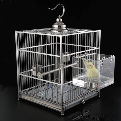 Acrylic Bird Bathtub Bath Shower Box Bowl with Hooks Cage Accessory for Birds Parrots