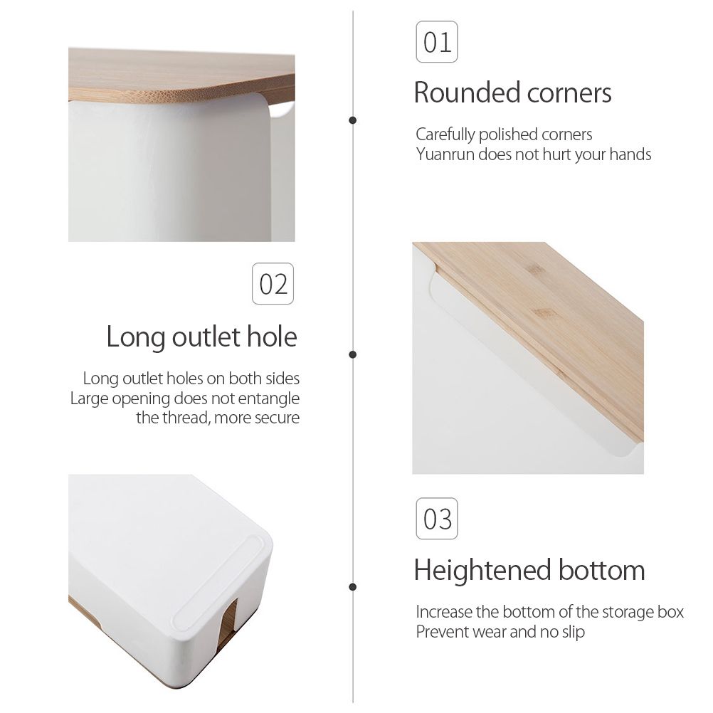 Cable Management Box Cable Organizer Box Wire Management Organizer Cover Hider for Desktop Home Office Kitchen