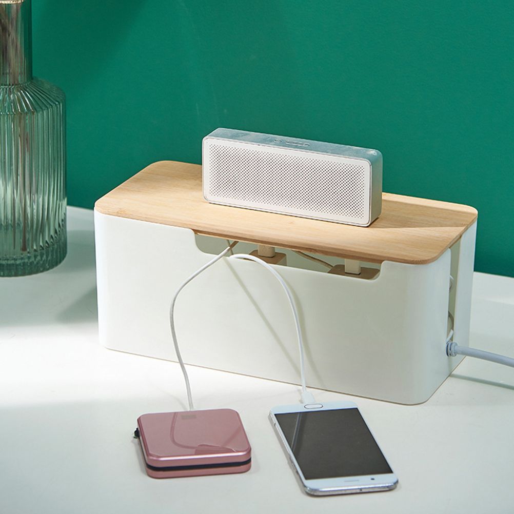 Cable Management Box Cable Organizer Box Wire Management Organizer Cover Hider for Desktop Home Office Kitchen