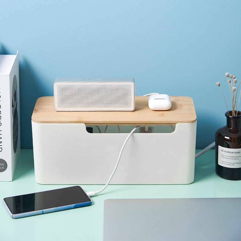 Cable Management Box Cable Organizer Box Wire Management Organizer Cover Hider for Desktop Home Office Kitchen