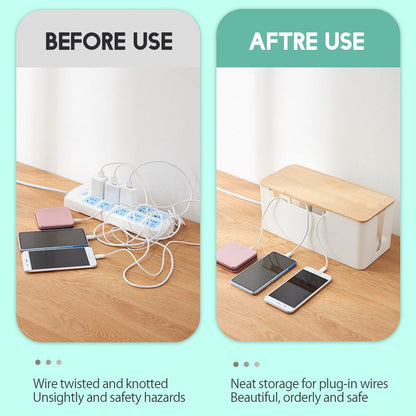 Cable Management Box Cable Organizer Box Wire Management Organizer Cover Hider for Desktop Home Office Kitchen