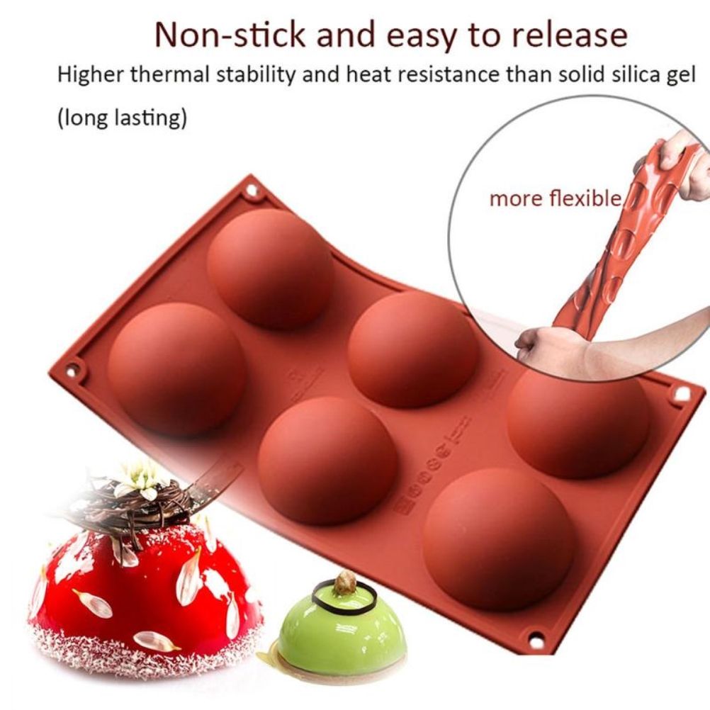 6 Cavity Semicircle Silicone Cake Mold Muffin Chocolate Baking Mold Pan DIY Party Cake Mold