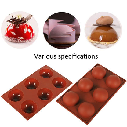 6 Cavity Semicircle Silicone Cake Mold Muffin Chocolate Baking Mold Pan DIY Party Cake Mold
