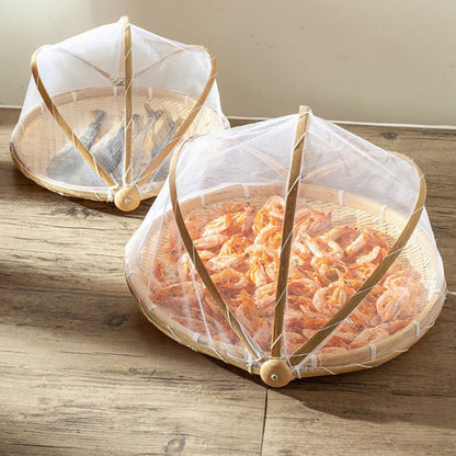 Bamboo Food Serving Tent Natural Handcraft Tray Mesh Food Storage Basket Meal Table Serve Cover