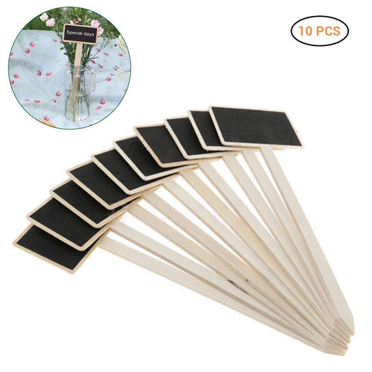 10 Pcs Mini Wooden Chalkboard Blackboard Signs Garden Flowers and Plants Tags Garden Decorations