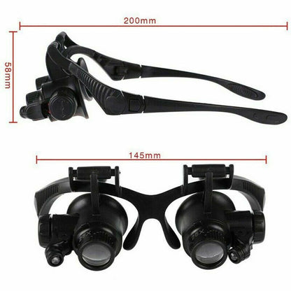25X 8 Lens Magnifier Head Mount Magnifying Glass Hands Free Magnifier with Light