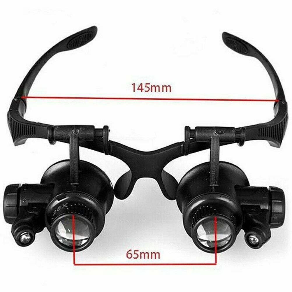 25X 8 Lens Magnifier Head Mount Magnifying Glass Hands Free Magnifier with Light