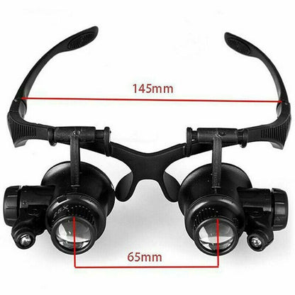 25X 8 Lens Magnifier Head Mount Magnifying Glass Hands Free Magnifier with Light