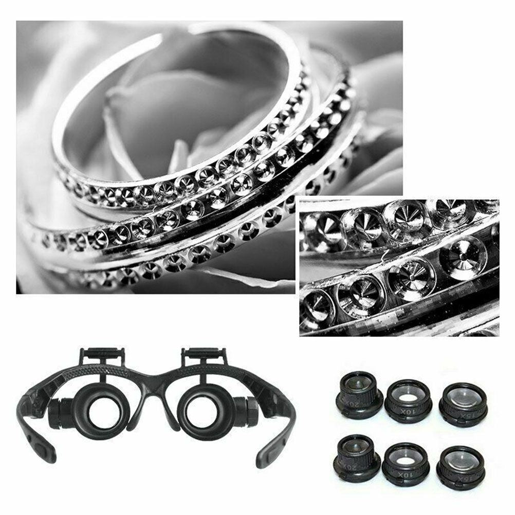 25X 8 Lens Magnifier Head Mount Magnifying Glass Hands Free Magnifier with Light
