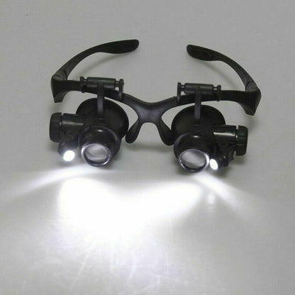 25X 8 Lens Magnifier Head Mount Magnifying Glass Hands Free Magnifier with Light