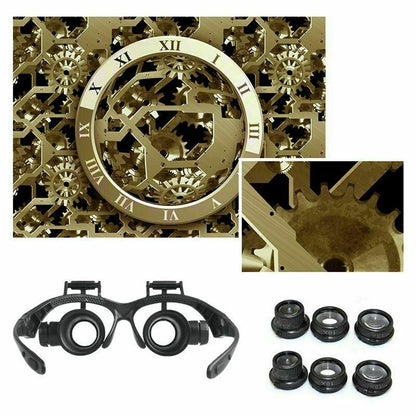 25X 8 Lens Magnifier Head Mount Magnifying Glass Hands Free Magnifier with Light