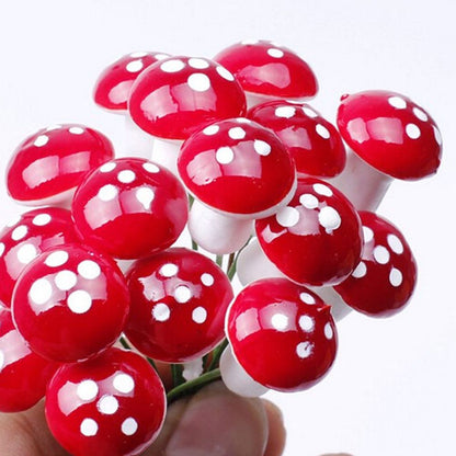 50PCS Mini Mushroom Decoration Miniature Garden Crafts Small Artificial Mushroom