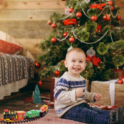Christmas Train Set Electric Train with Lights and Music Railway Tracks Set Battery Operated Tracks Playset Christmas Gift for Kids