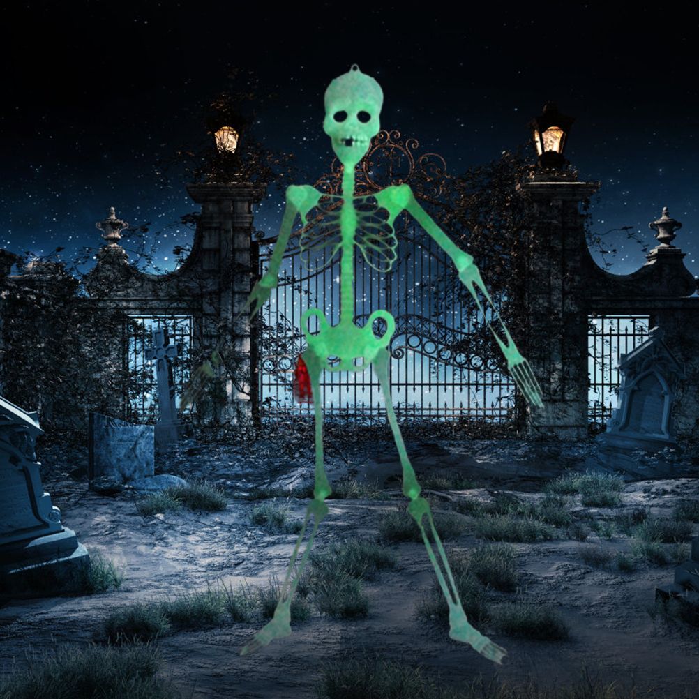 Glowing in the Dark Halloween Skeleton Decor Luminous Lifelike Skeleton Model for Front Lawn Haunted House Bar Props Halloween Party Decorations
