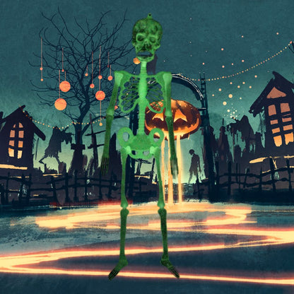 Glowing in the Dark Halloween Skeleton Decor Luminous Lifelike Skeleton Model for Front Lawn Haunted House Bar Props Halloween Party Decorations