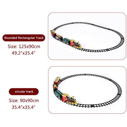 Christmas Train Set Electric Steam Locomotive Train with Lights Music Battery Operated Tracks Playset Christmas Gift for Kids Boys Girls