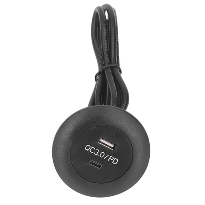 Embedded Charging Round Port QC3.0 Fast Charging Phone Desktop Charger Station for Home 12‑30V 30W Black