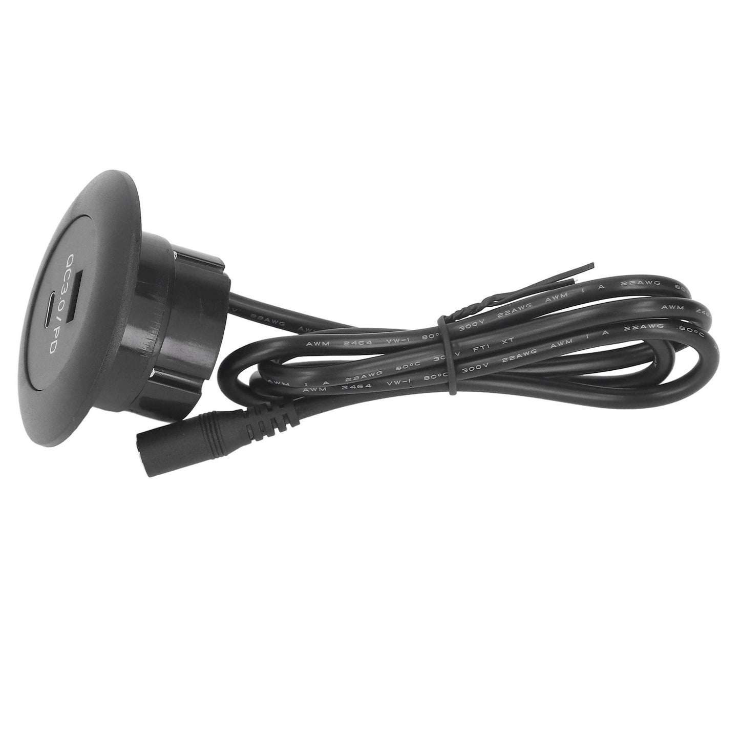 Embedded Charging Round Port QC3.0 Fast Charging Phone Desktop Charger Station for Home 12‑30V 30W Black