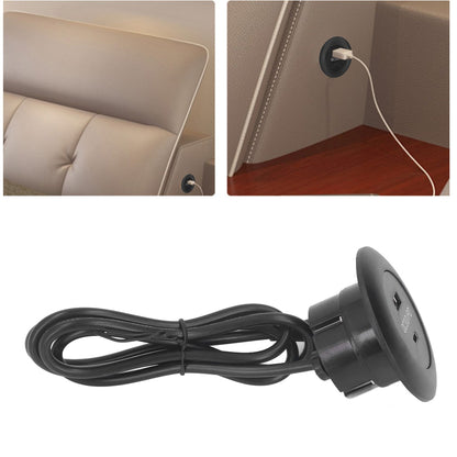 Embedded Charging Round Port QC3.0 Fast Charging Phone Desktop Charger Station for Home 12‑30V 30W Black
