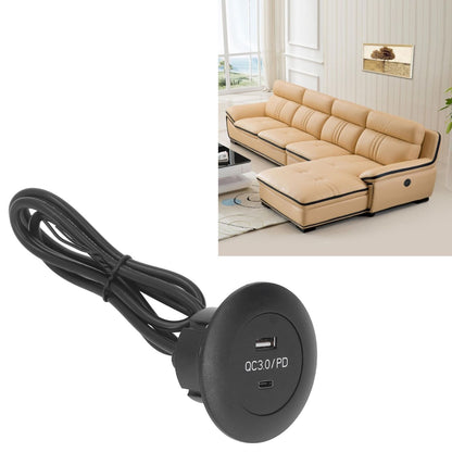 Embedded Charging Round Port QC3.0 Fast Charging Phone Desktop Charger Station for Home 12‑30V 30W Black