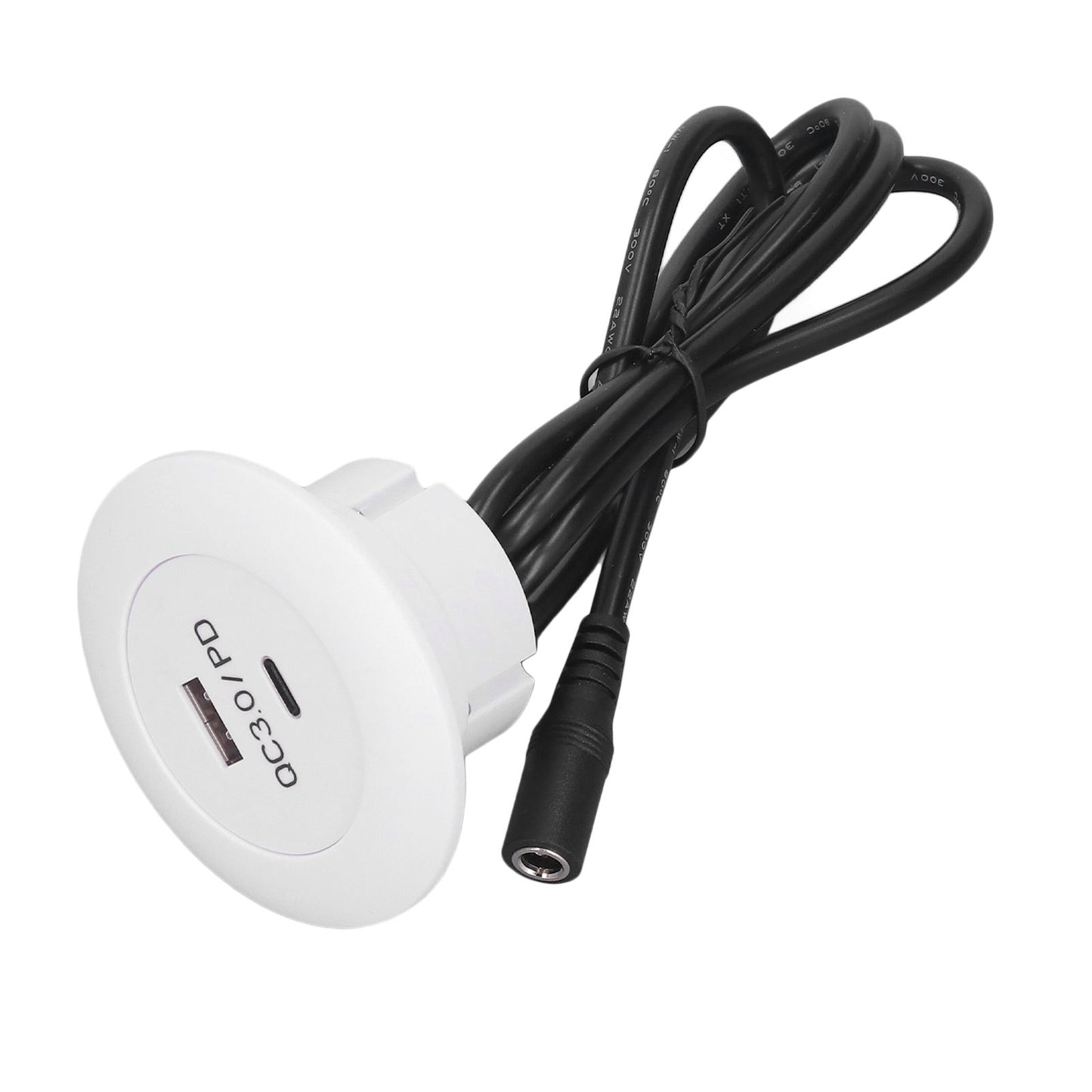 Embedded Charging Round Port QC3.0 Fast Charging Phone Desktop Charger Station for Home 12‑30V 30W White