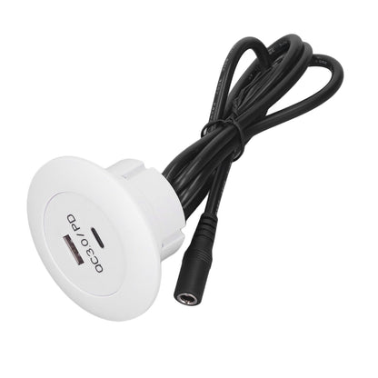 Embedded Charging Round Port QC3.0 Fast Charging Phone Desktop Charger Station for Home 12‑30V 30W White
