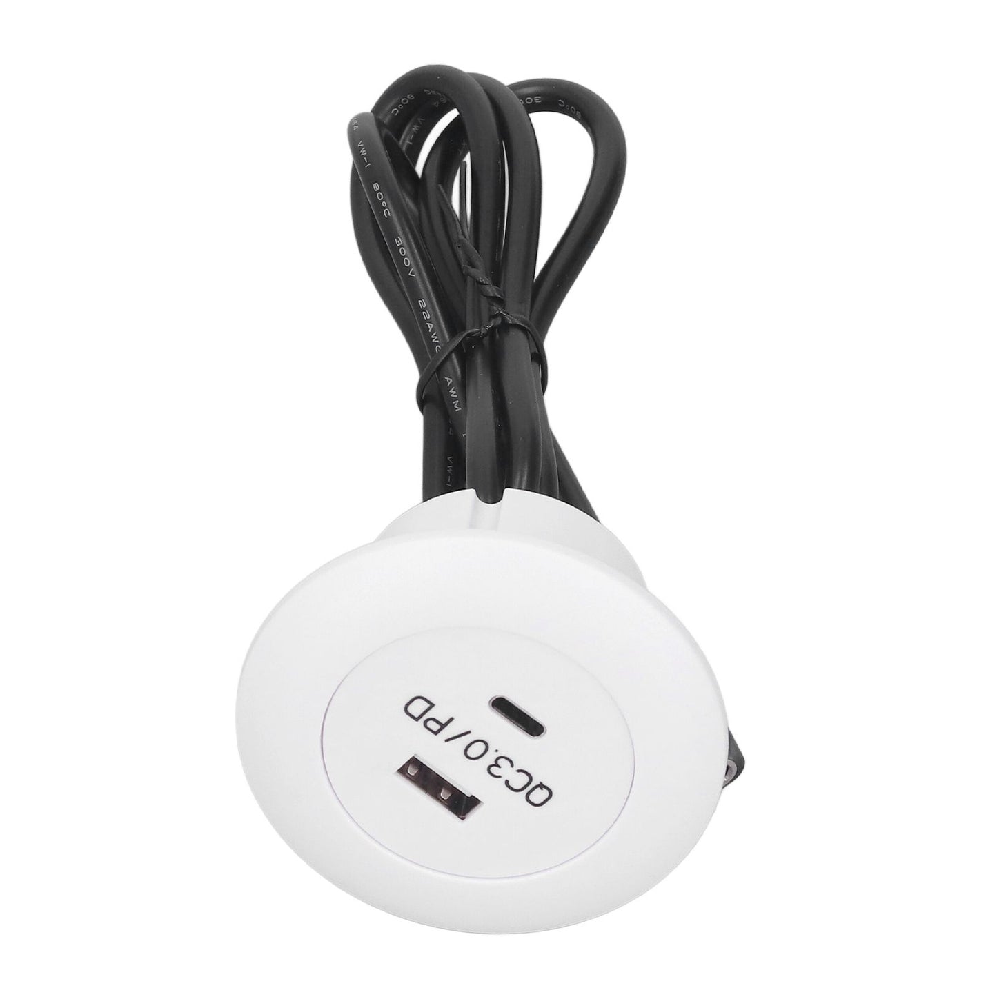 Embedded Charging Round Port QC3.0 Fast Charging Phone Desktop Charger Station for Home 12‑30V 30W White